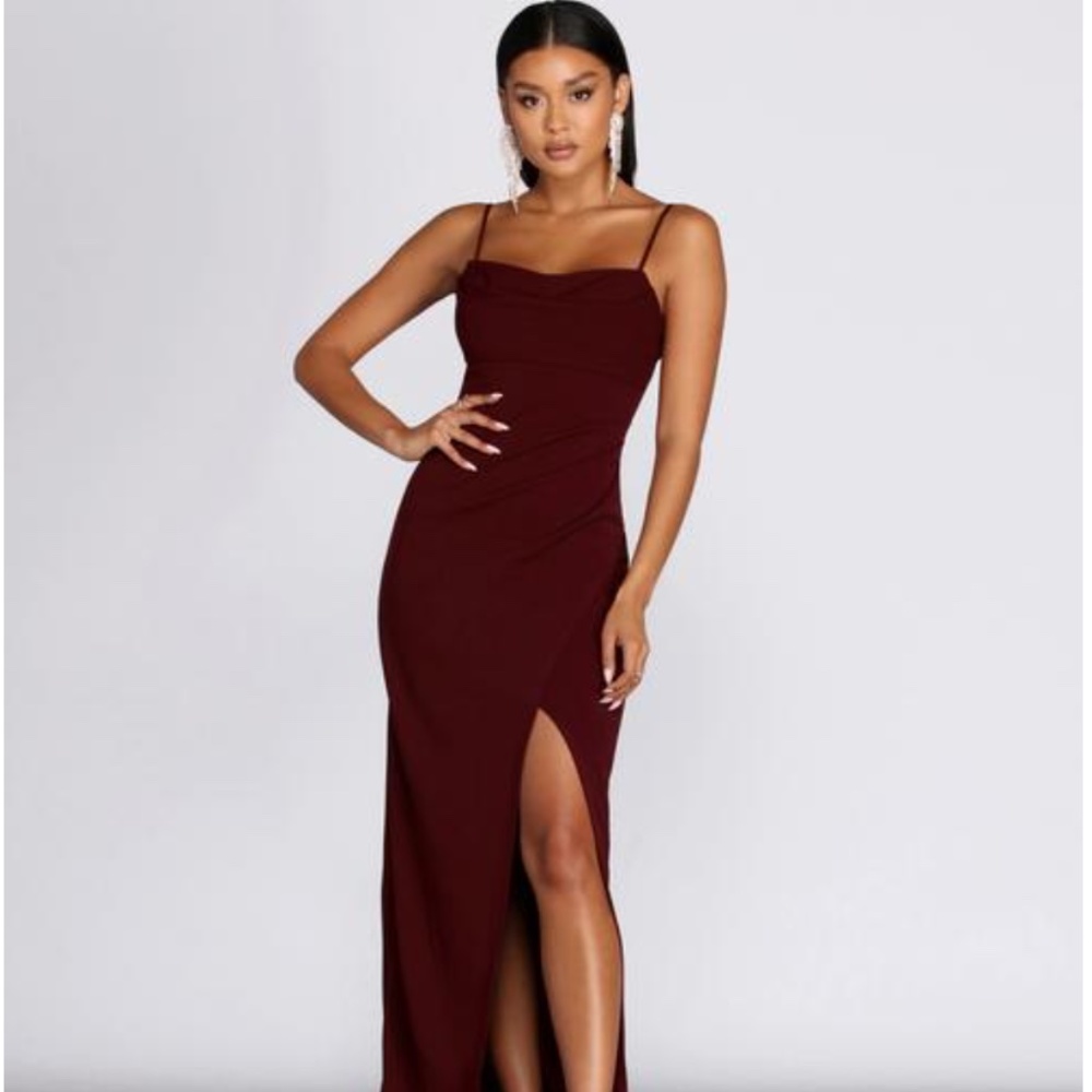 Tamara Formal Sleeveless Wrap Dress - BURGUNDY/ S